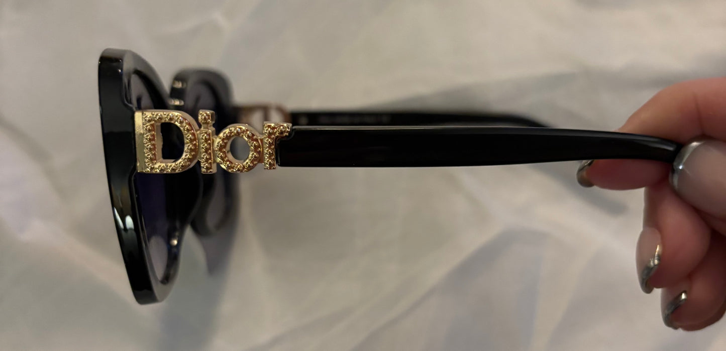 C Dior Sunglasses Black Gold Logo 2457