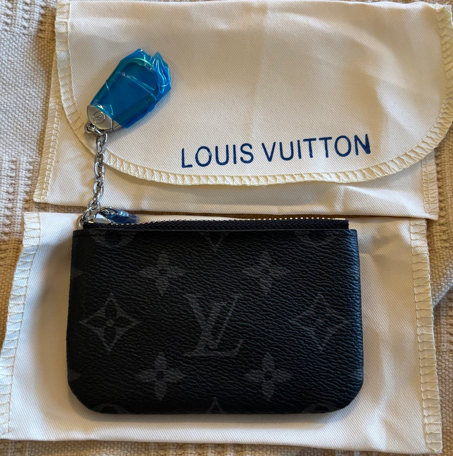 LV Zippered Key Pouch Mono Black
