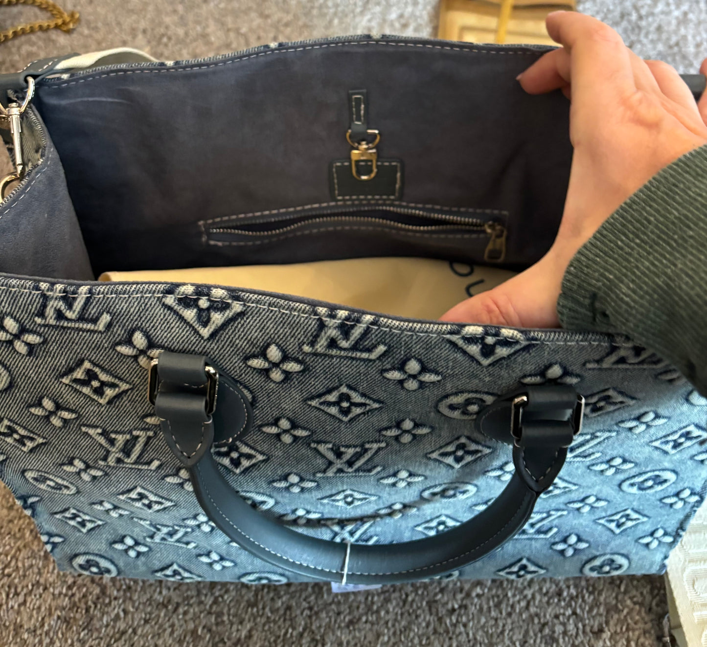 LV Denim On The Go Double Handle/Crossbody 2588