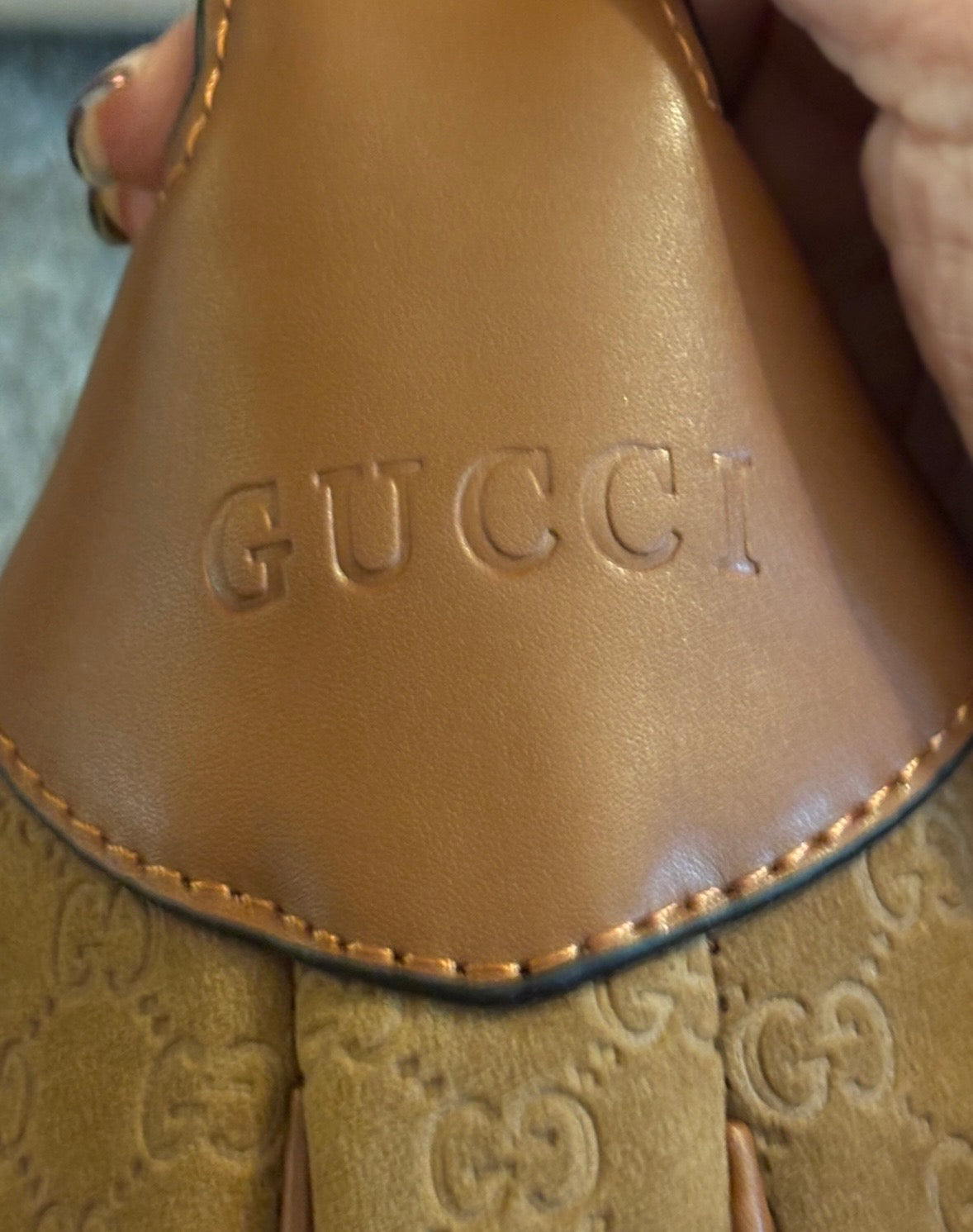 Gucci Brown Shoulder Bag Suede 2601