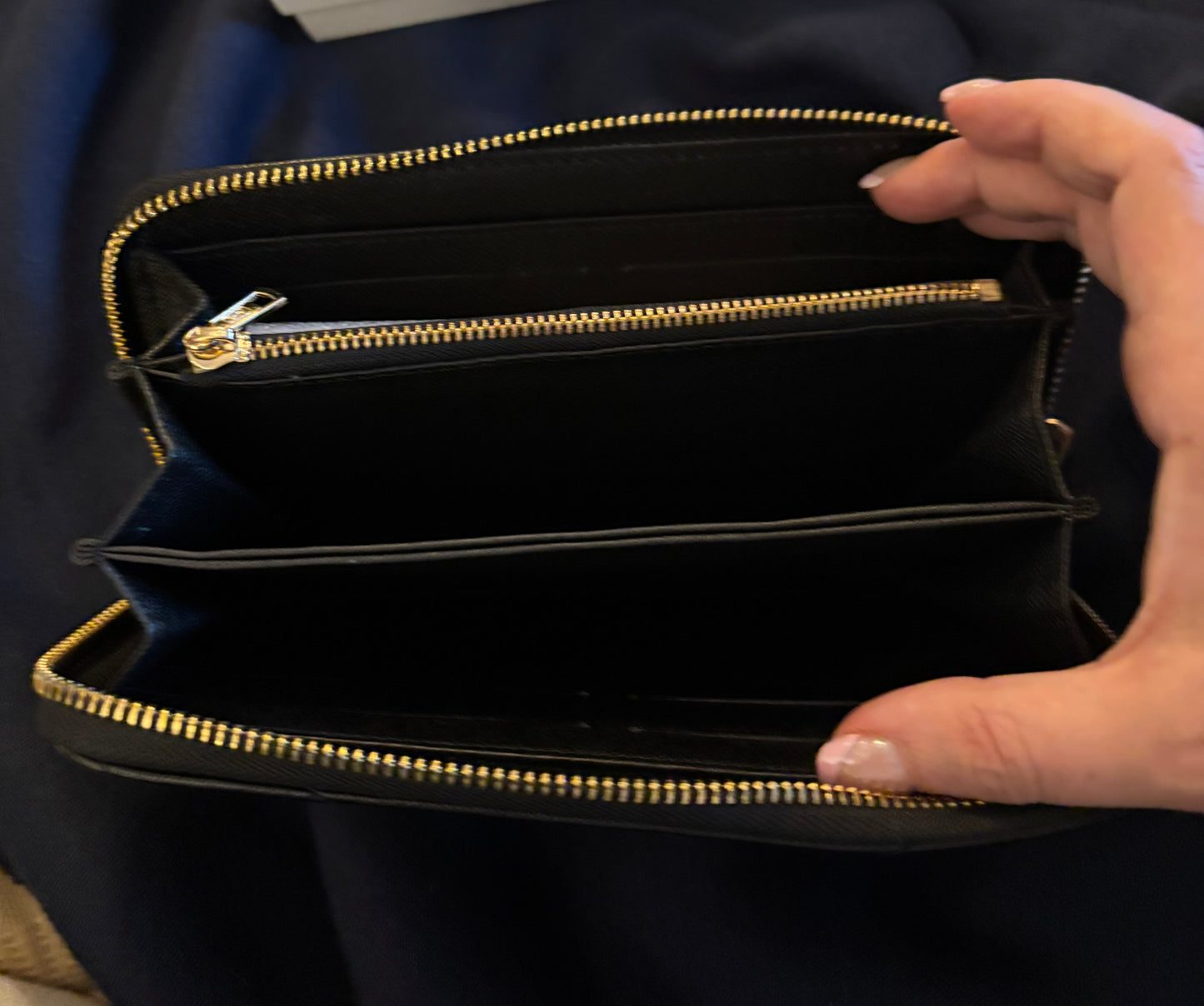 YSL Large Zip Black Wallet Gold Hardware 2620