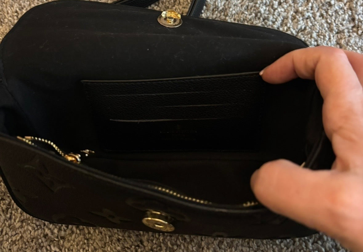 LV Black Mono Flap Bag Clutch, Shoulder/Crossbody 2624