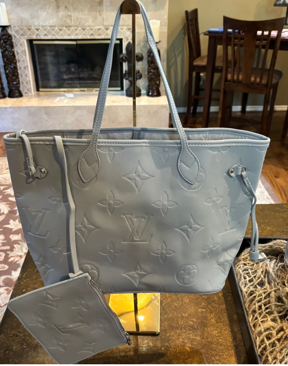 LV Grey Neverfull with zip Pouch
