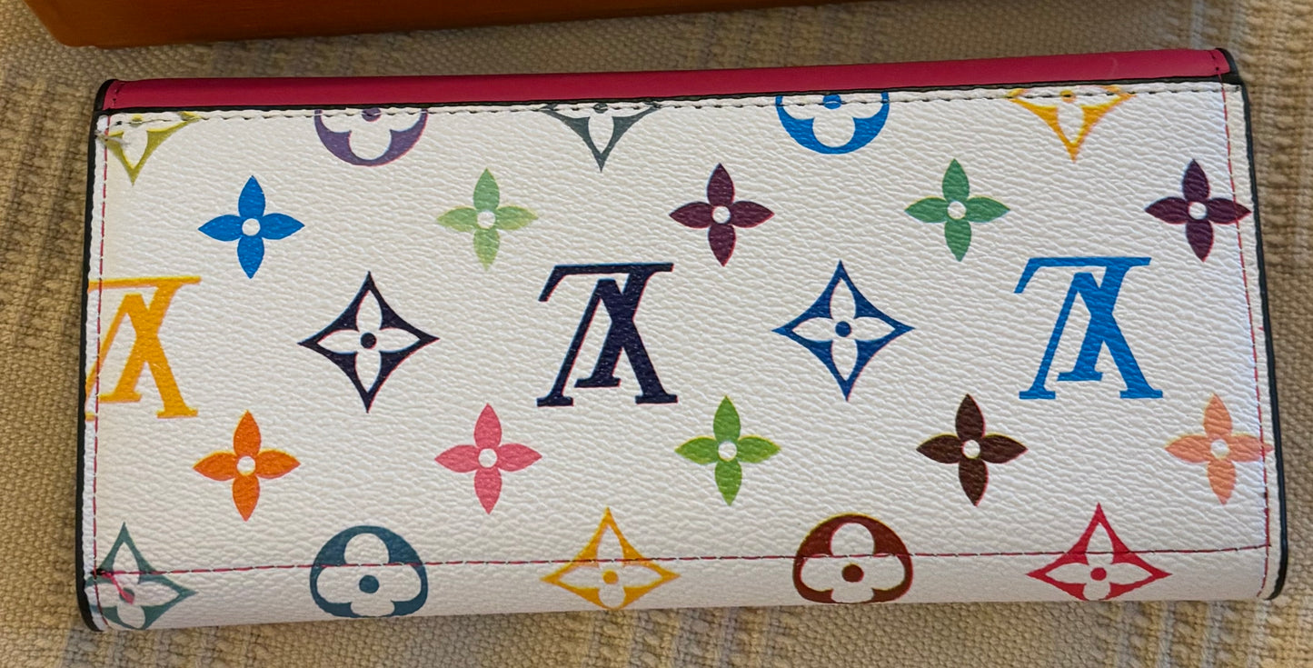 LV White Multi Color/Hot Pink Large Wallet 2660