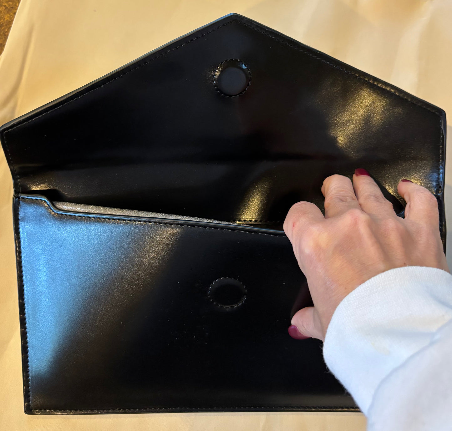 YSL Black Clutch Silver Hardware