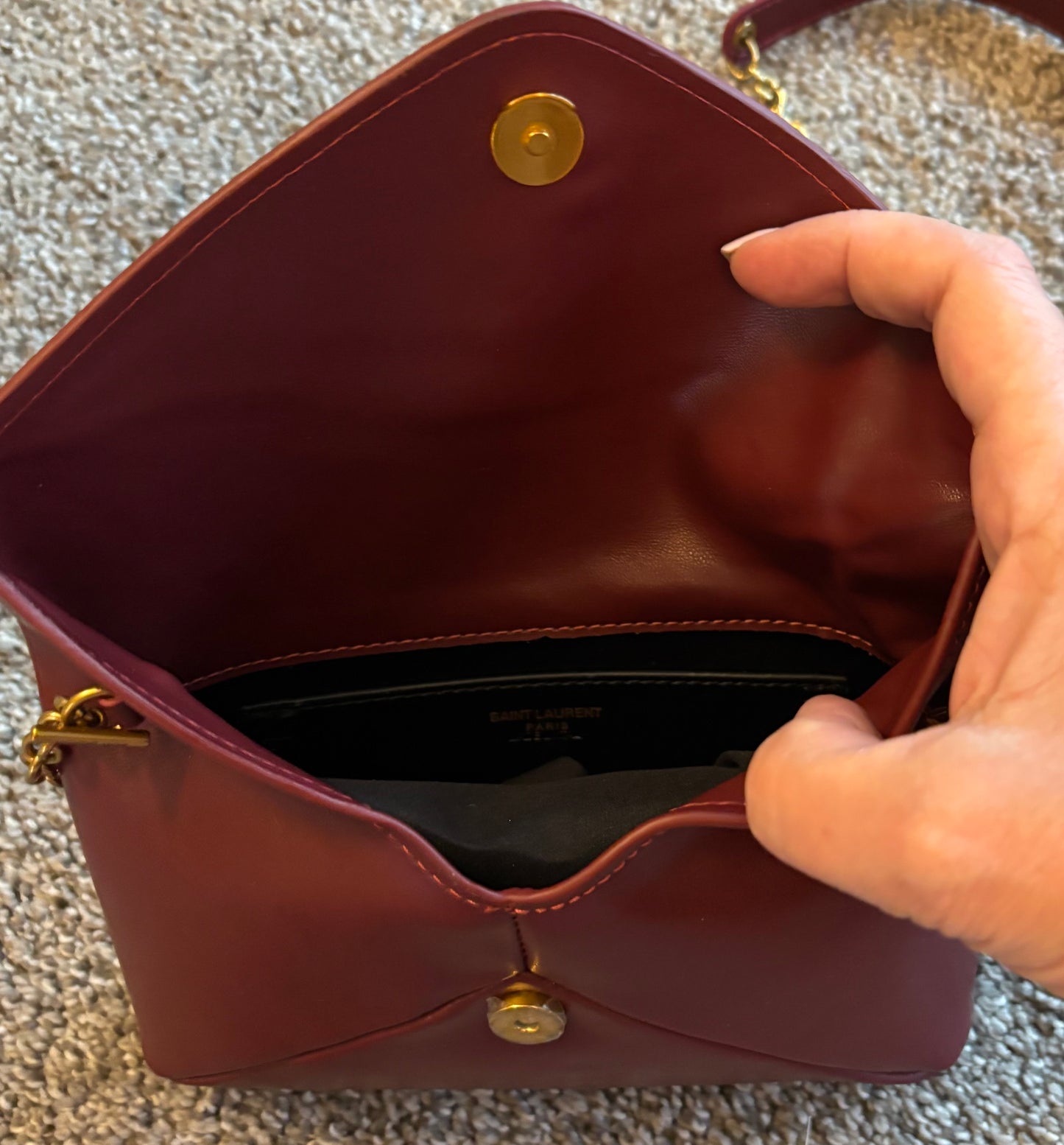 YSL Burgundy Leather Clutch/Crossbody 2692