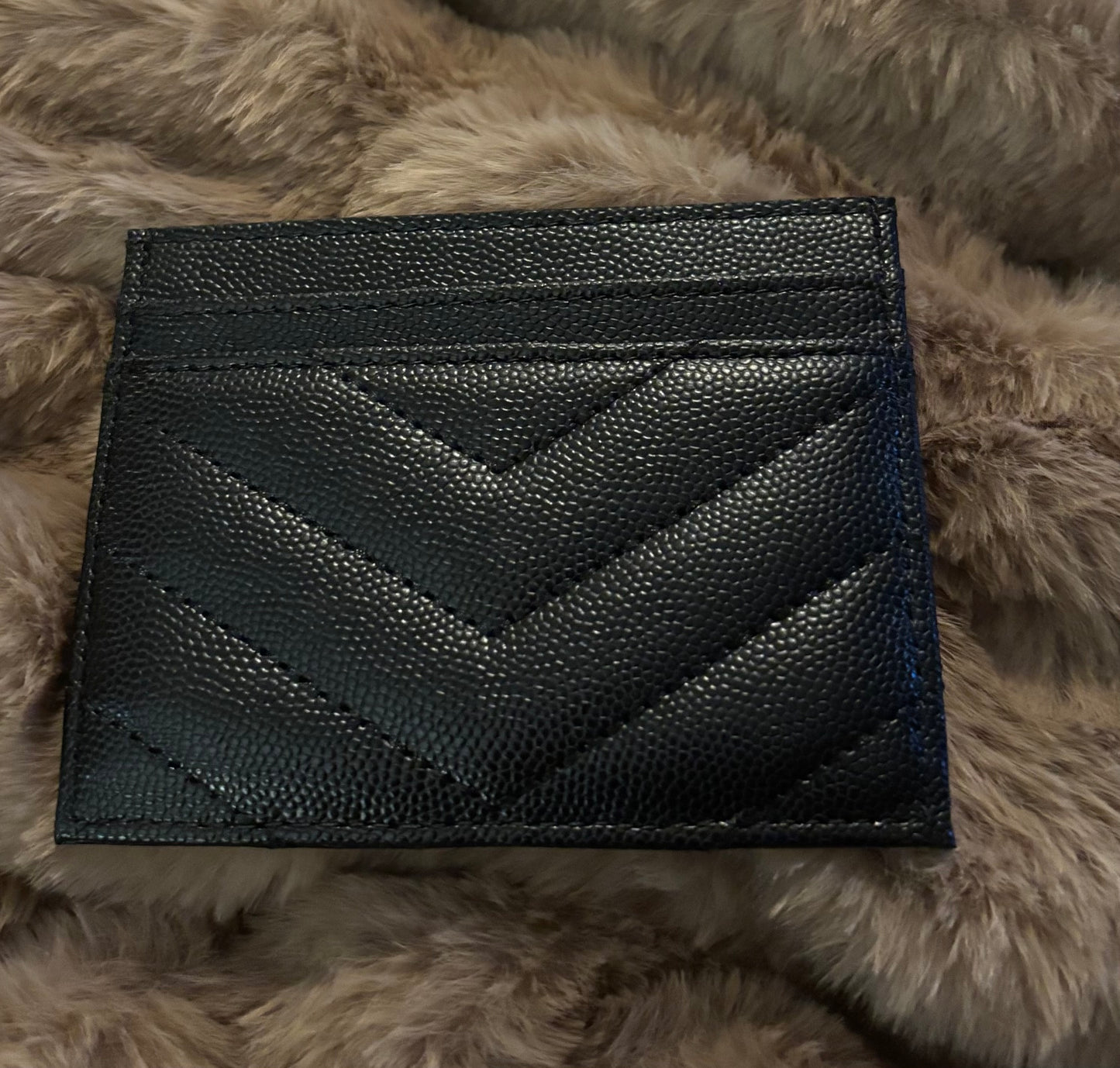 YSL Black Leather cardholder Gold Hardware