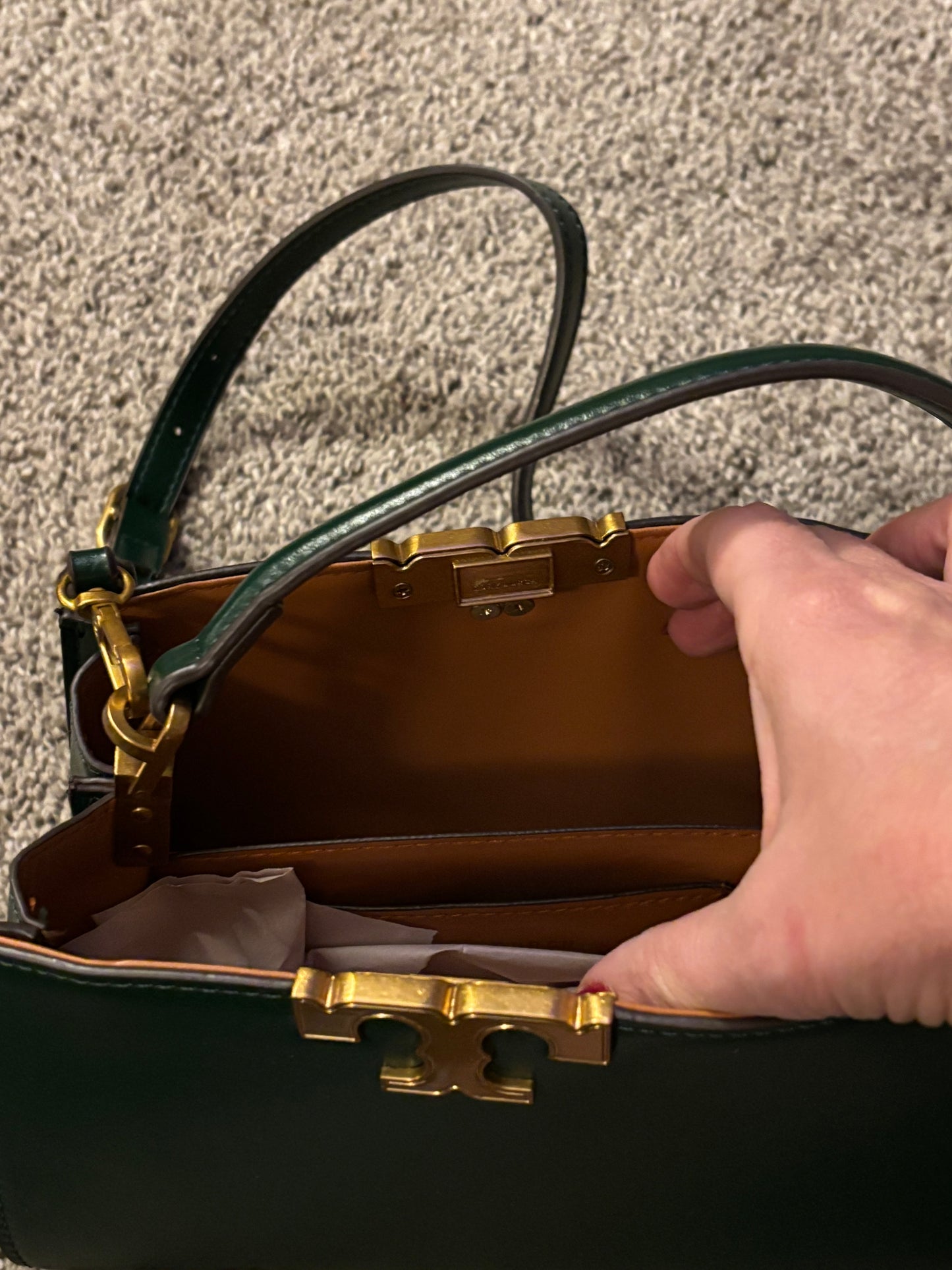 Tory Burch Hunter Green Handle/Shoulder bag 2504