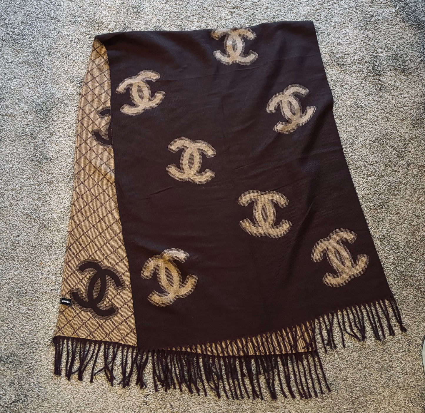 Chanel Brown Scarf 72" Long