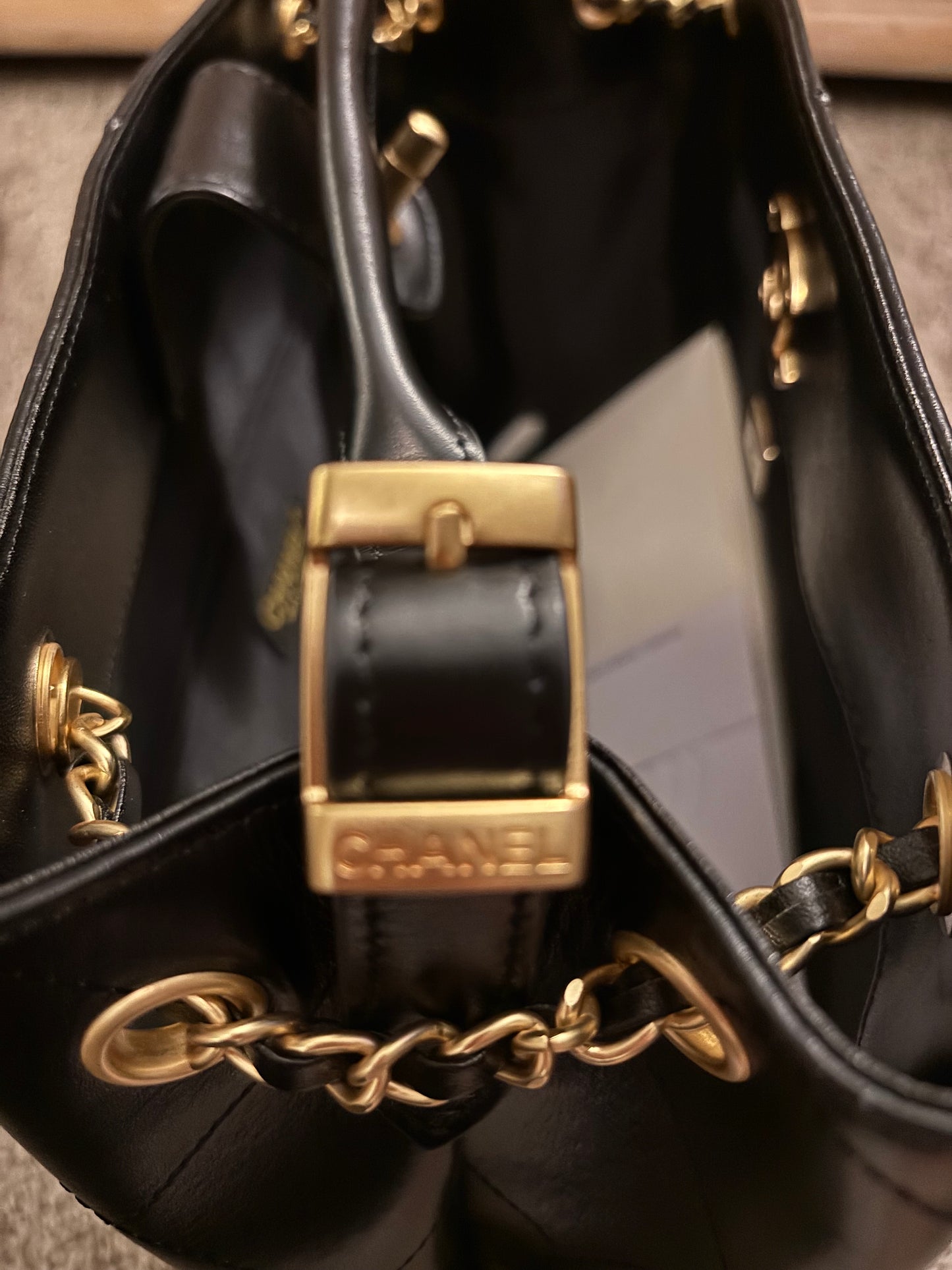 Chanel Large Black Leather Gold Hardware 2381