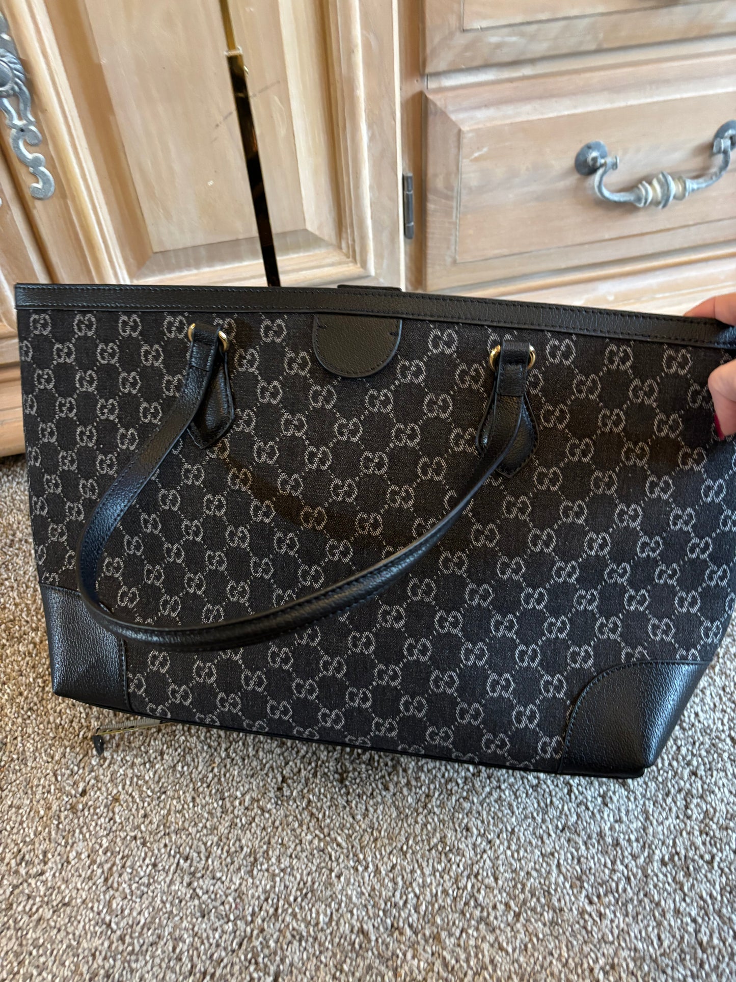 Gucci Ophidia Black Denim tote Shoulder Bag