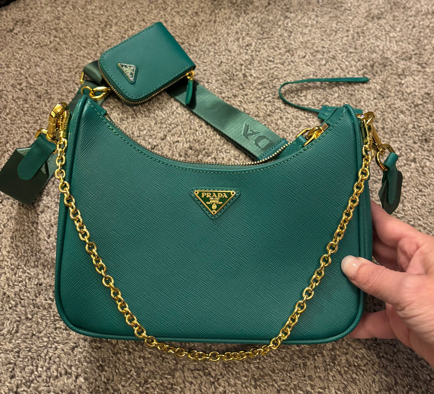 Prada Green Silver hardware Shoulder bag