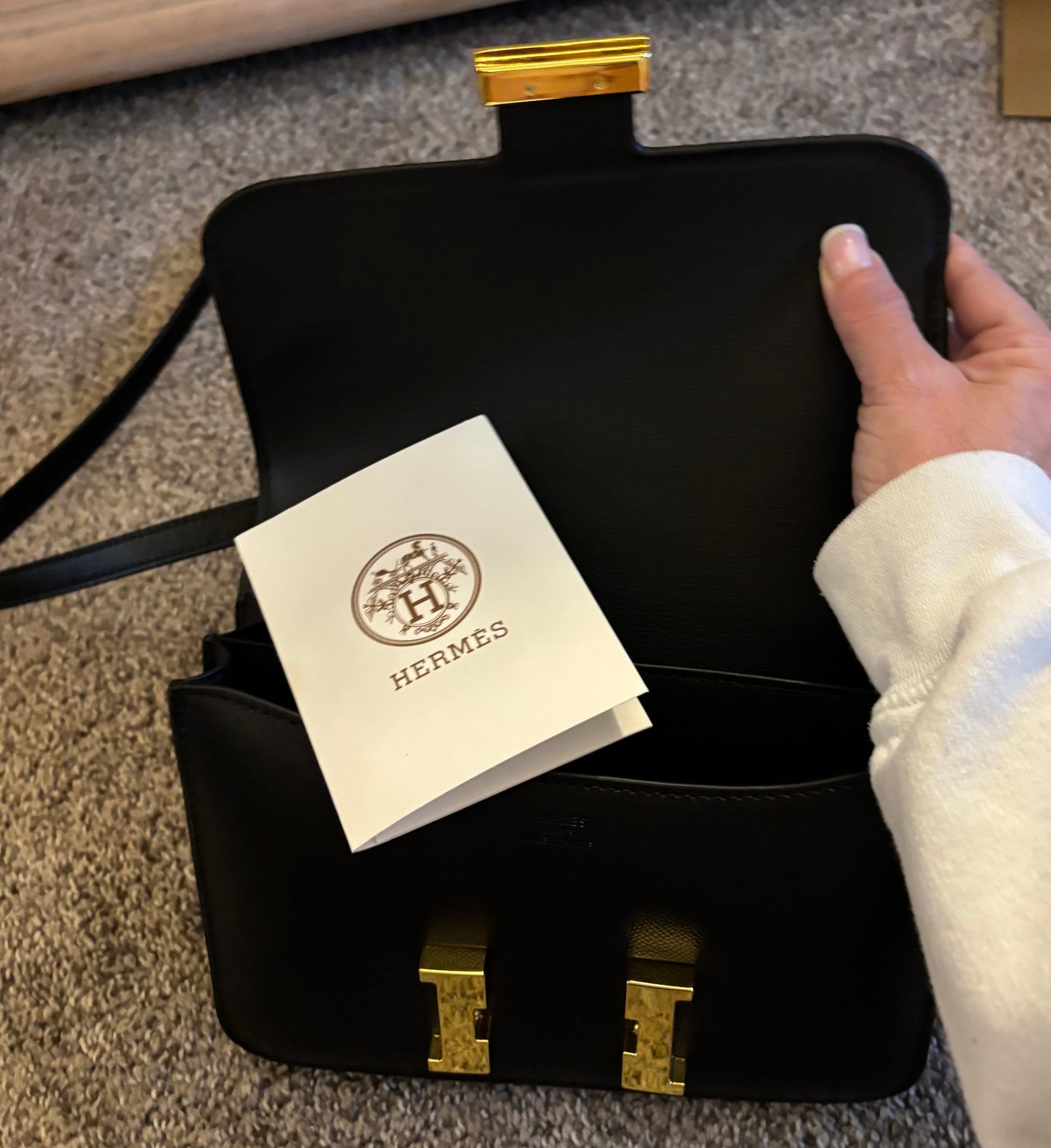 Hermes H Black Crossbody Gold Hardware 2405