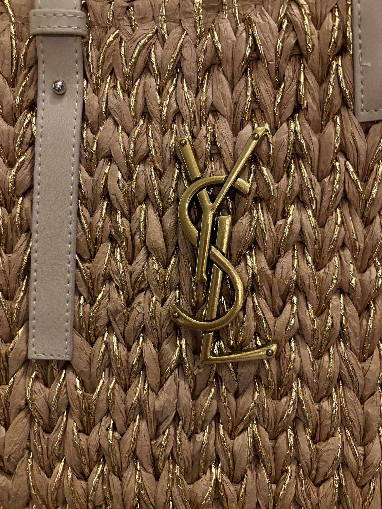 YSL Raffia Tote Gold Hardware 2406