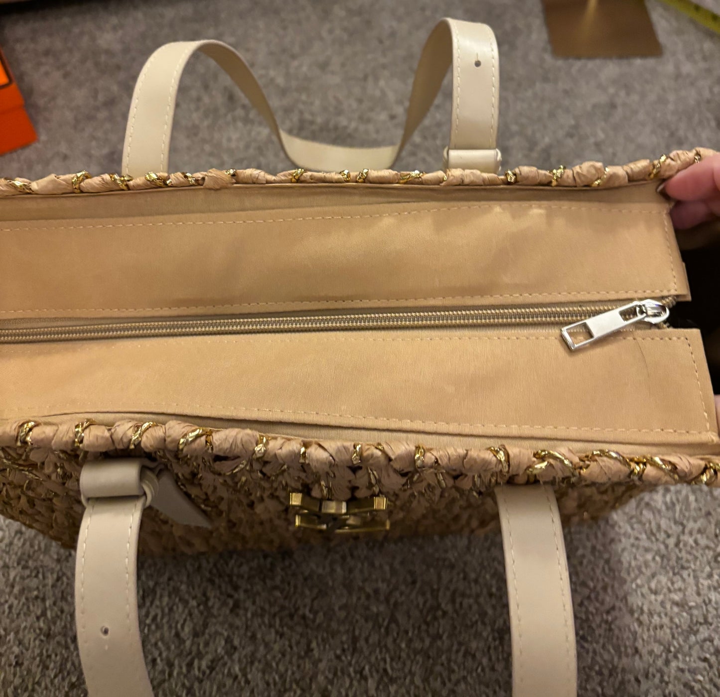 YSL Raffia Tote Gold Hardware 2406