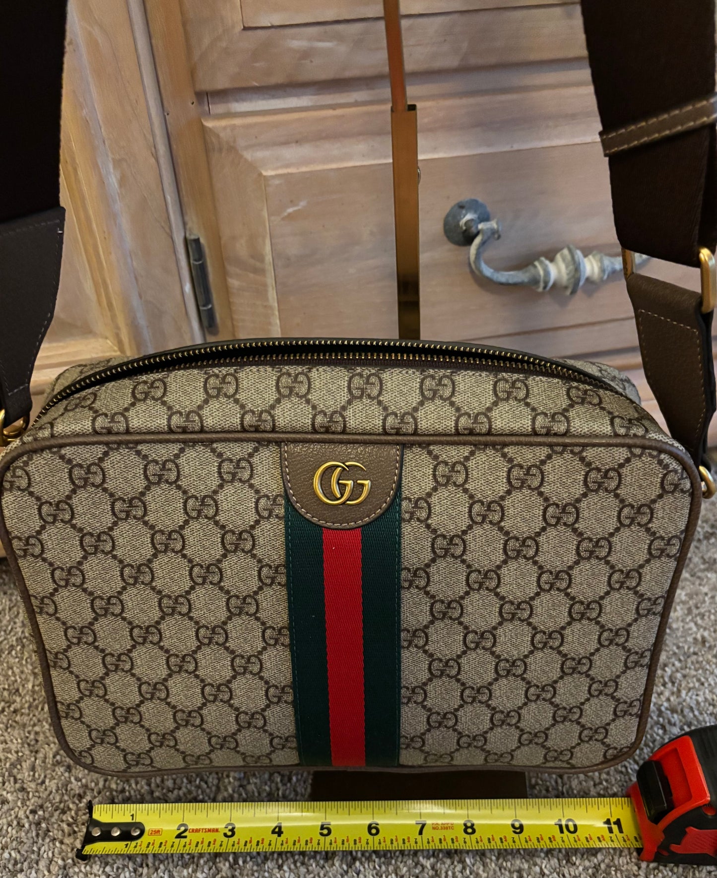 Gucci Brown Mono Stripe Crossbody 2410