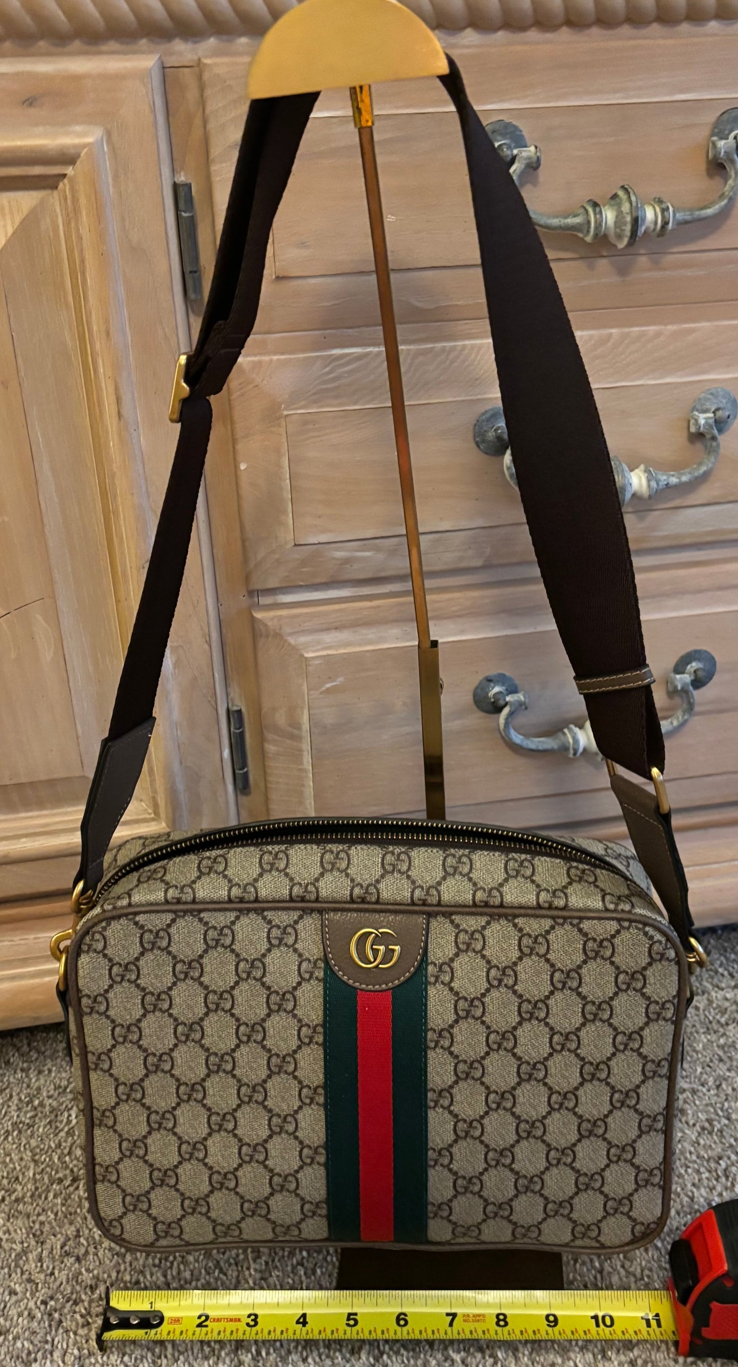 Gucci Brown Mono Stripe Crossbody 2410