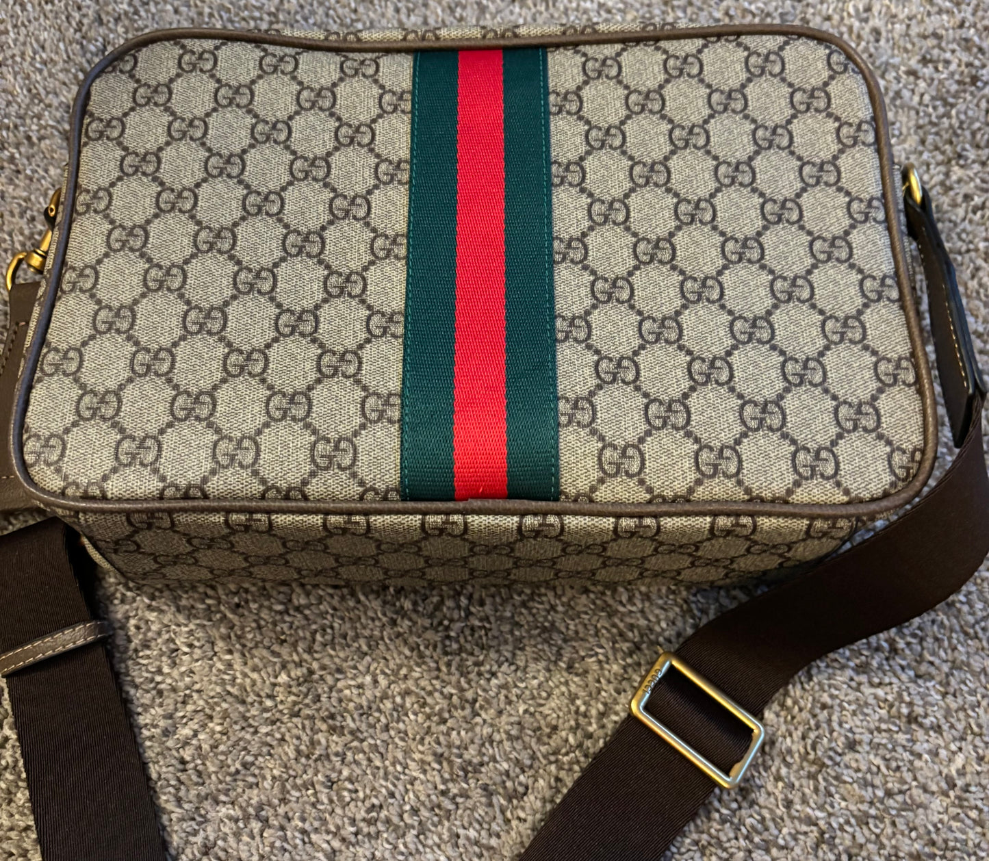 Gucci Brown Mono Stripe Crossbody 2410