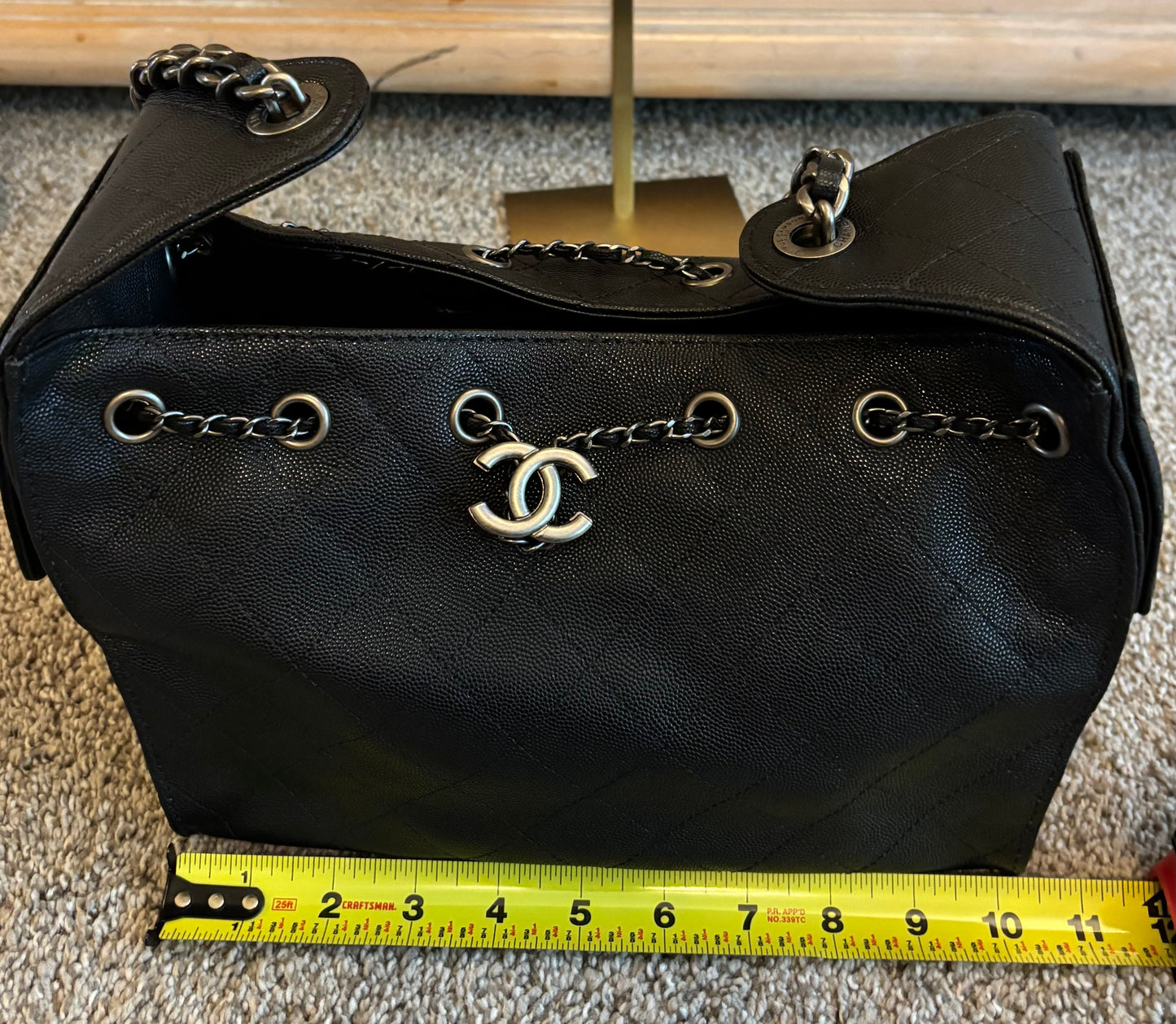Chanel Black Leather Shoulder Bag Silver Hardware 2428