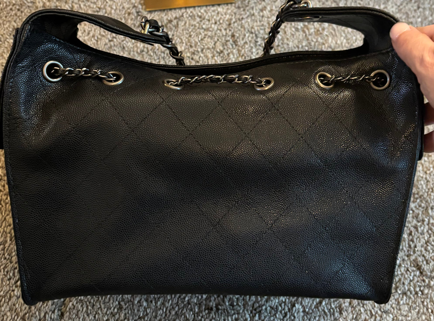 Chanel Black Leather Shoulder Bag Silver Hardware 2428