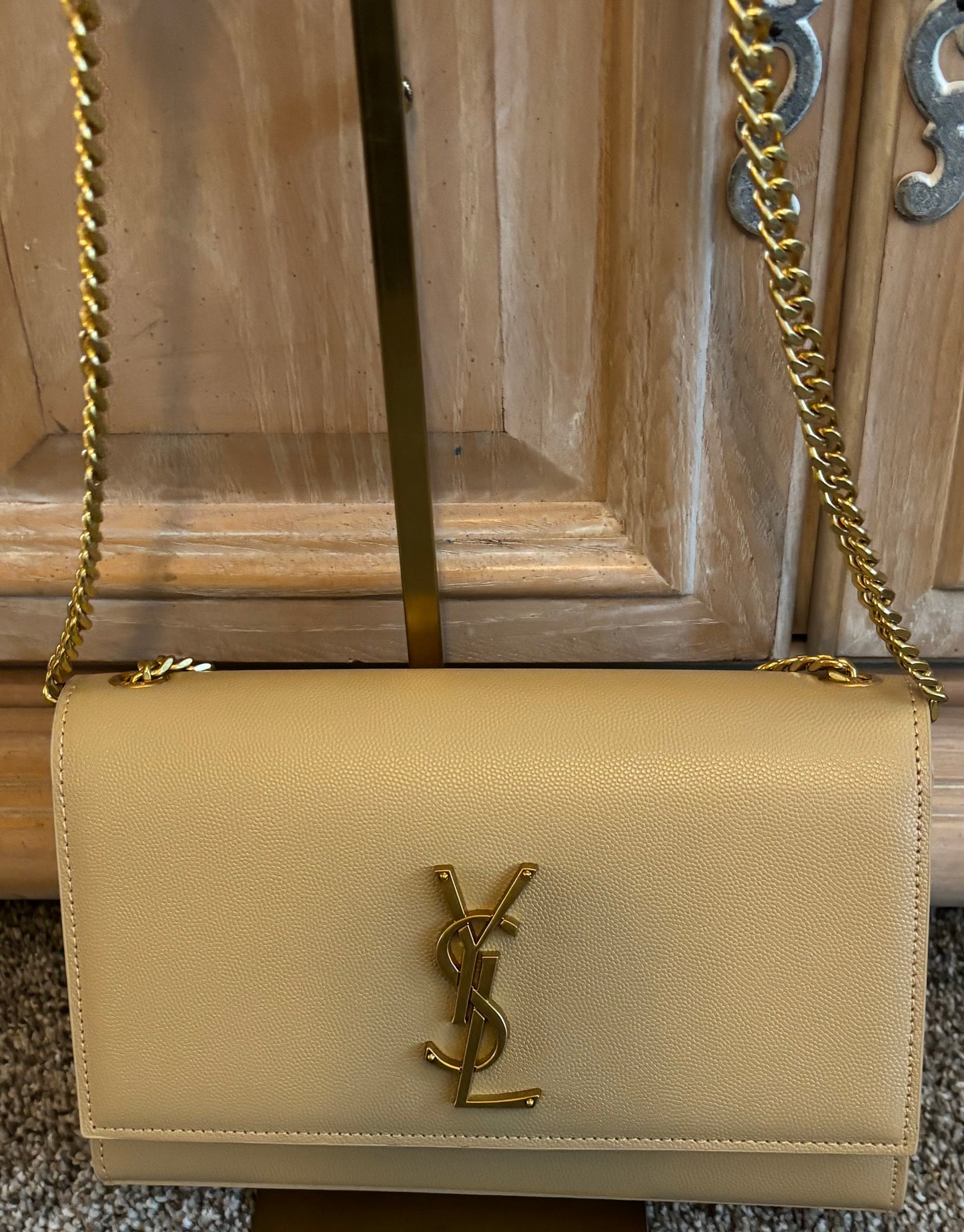 YSL Tan Shoulder Bag/Crossbody Snap Closure 2435