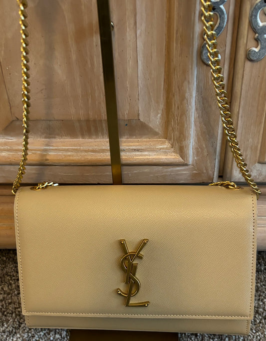 YSL Tan Shoulder Bag/Crossbody Snap Closure 2435