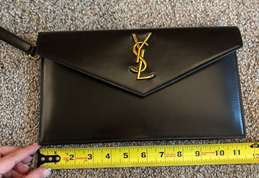 YSL Large Black Clutch Gold Hardware 2437