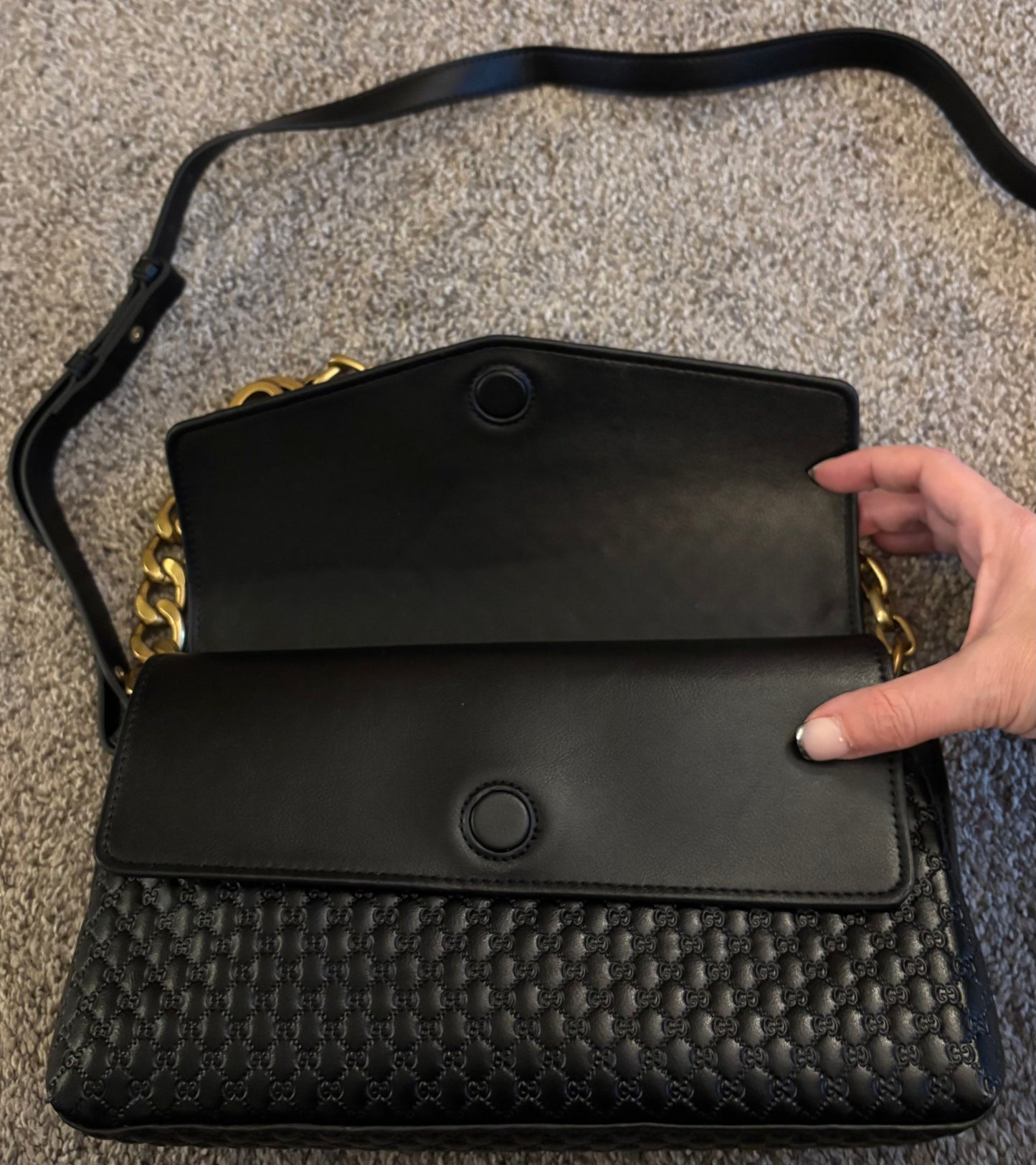 Gucci Black Leather Shoulder Bag/Crossbody 2439 Top Quality