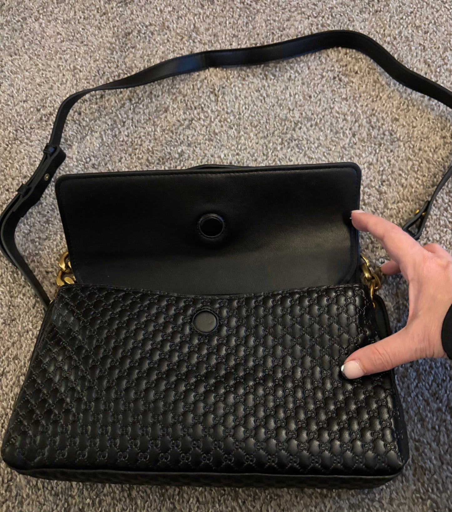 Gucci Black Leather Shoulder Bag/Crossbody 2439 Top Quality
