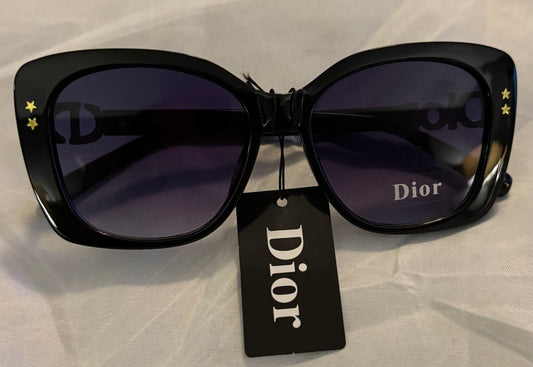 C Dior Sunglasses Black Gold Logo 2457