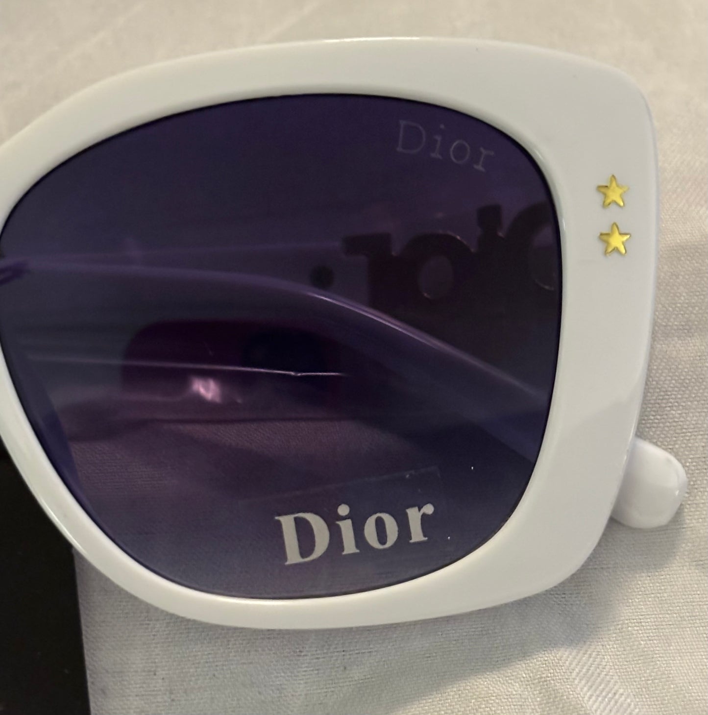 C Dior White Sunglasses Gold Logo 2459