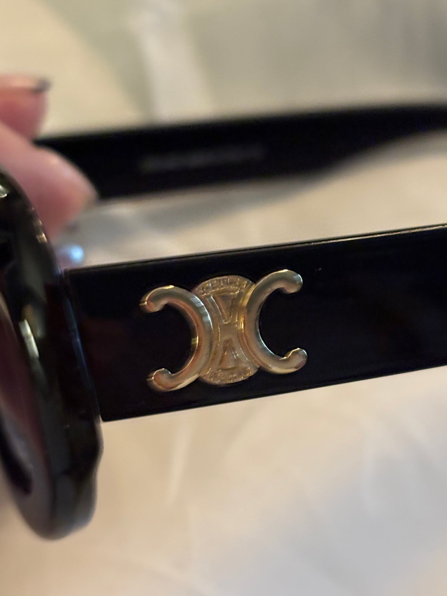 Celine Black Sunglasses Gold Logo 2452