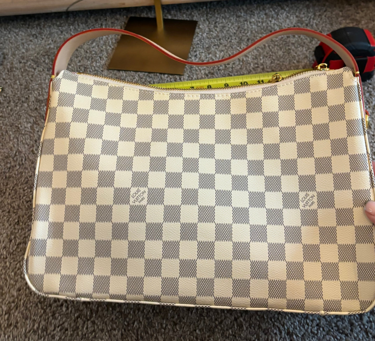 LV White Damier Canvas Shoulder Bag 2461