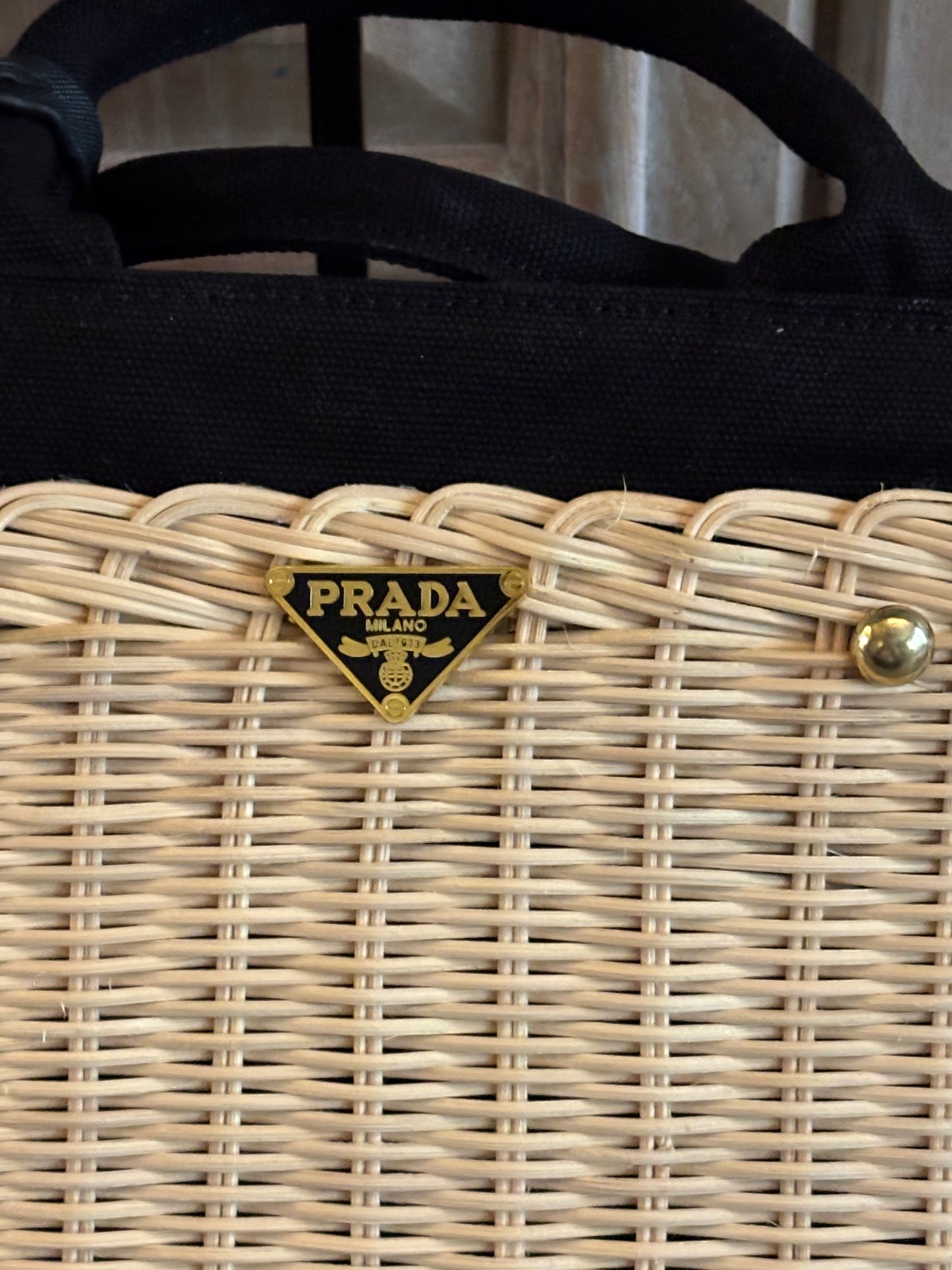 Prada Wicker & Canvas Mini Tote 2455
