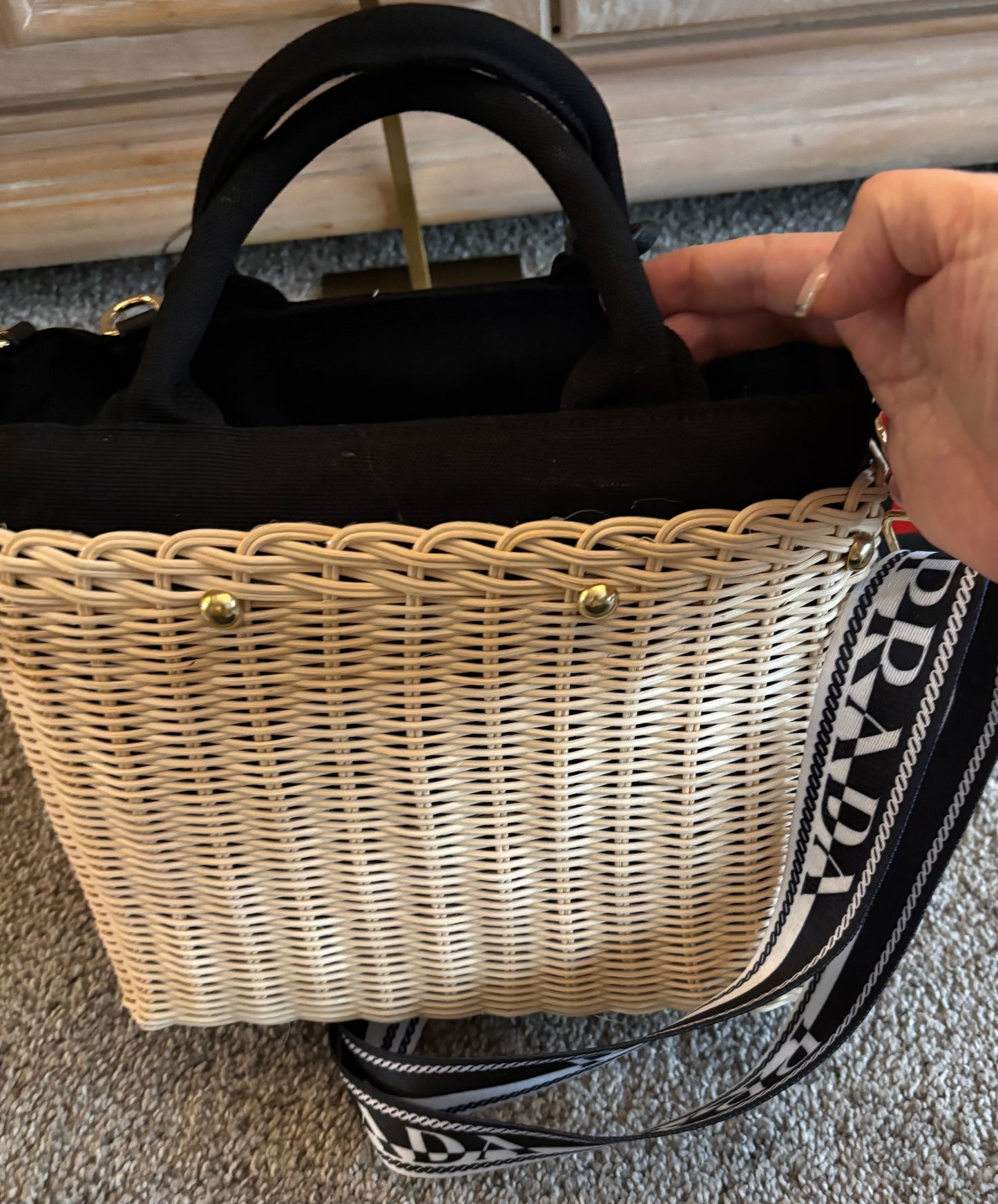 Prada Wicker & Canvas Mini Tote 2455