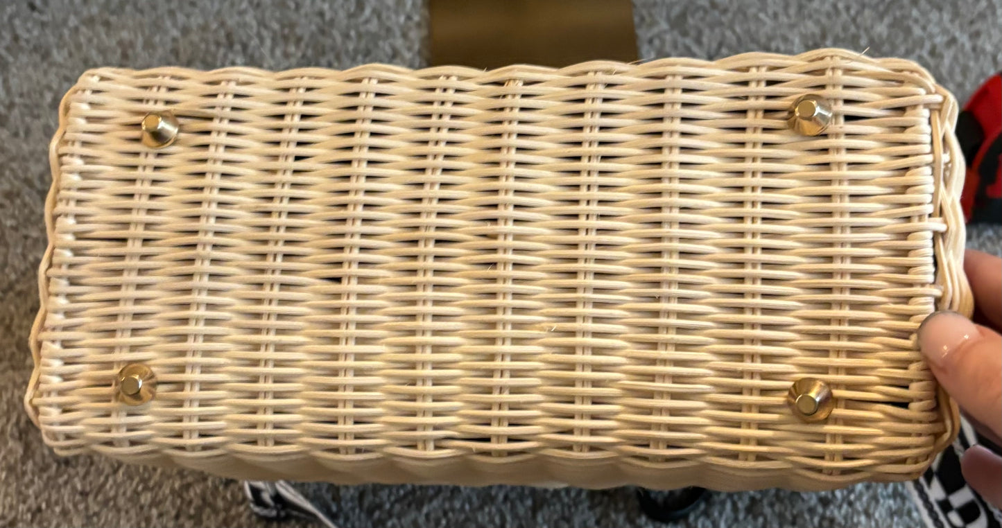 Prada Wicker & Canvas Mini Tote 2455