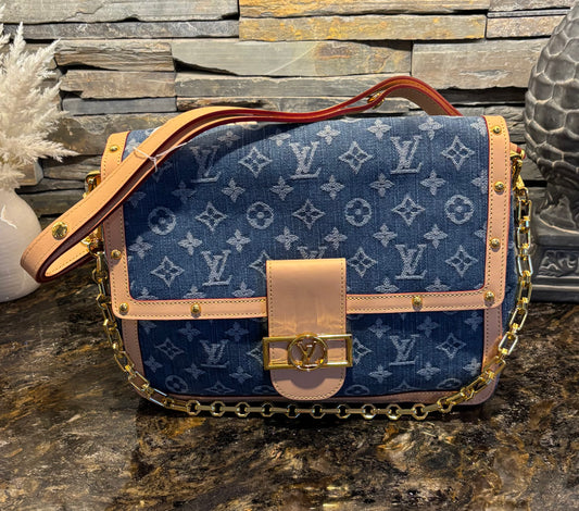 LV Medium denim stud purse