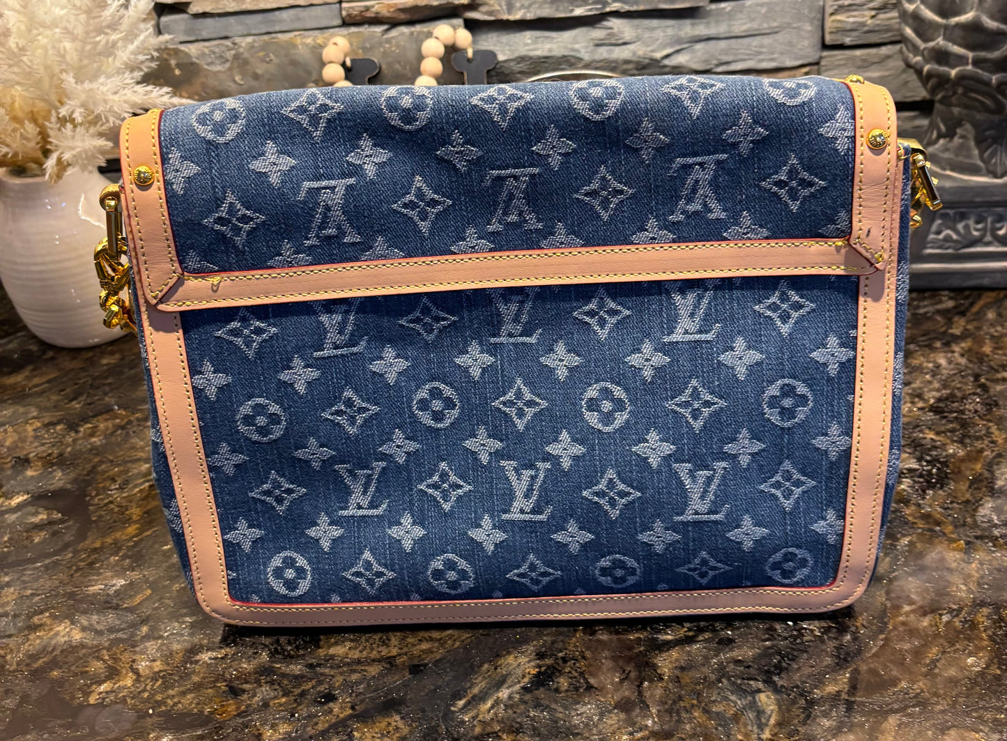LV Medium denim stud purse