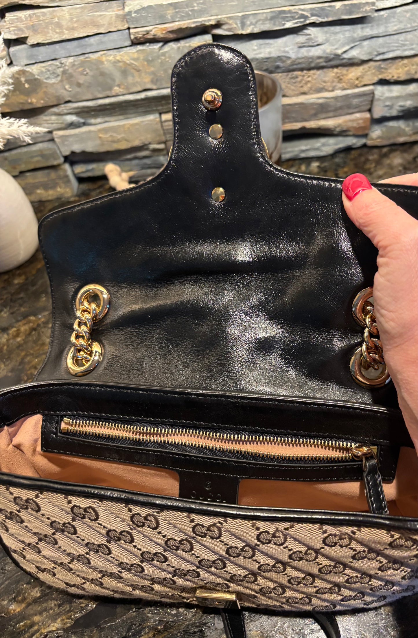 GG brown Monogram flap regular or crossbody