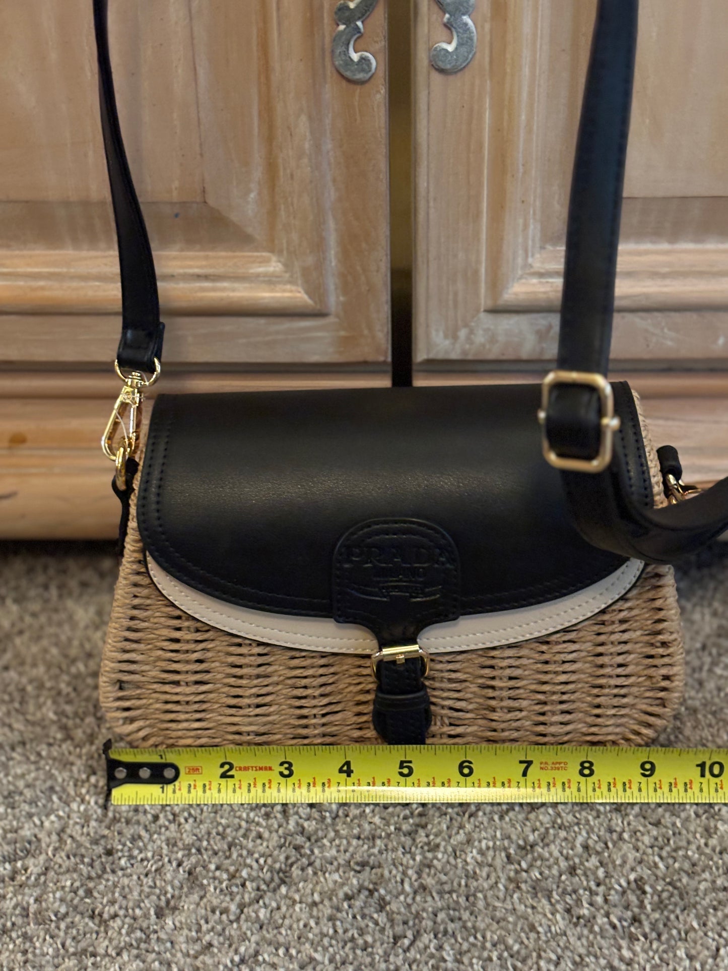 Prada Wicker Crossbody snap Closure 2471