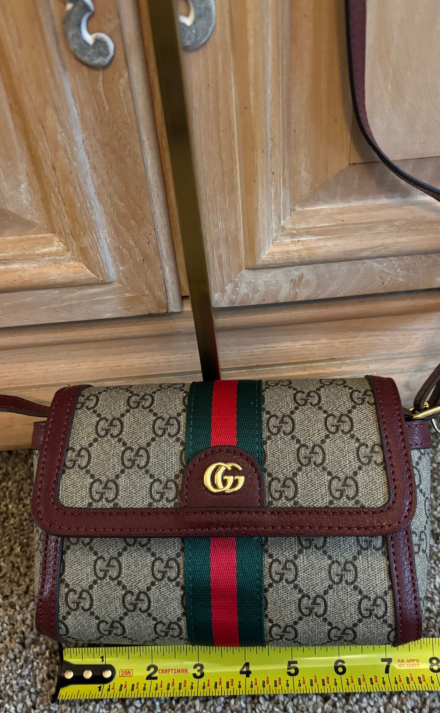 Gucci Mono Crossbody Maroon Trim 2482