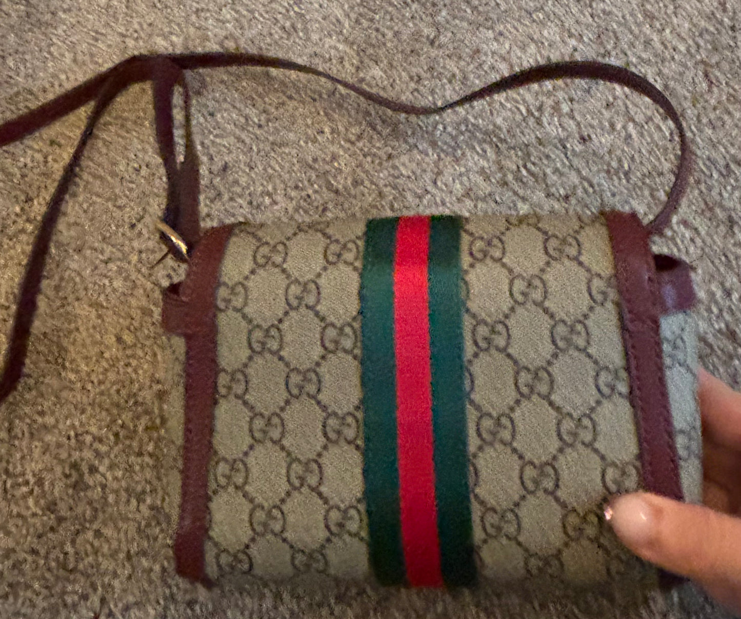Gucci Mono Crossbody Maroon Trim 2482