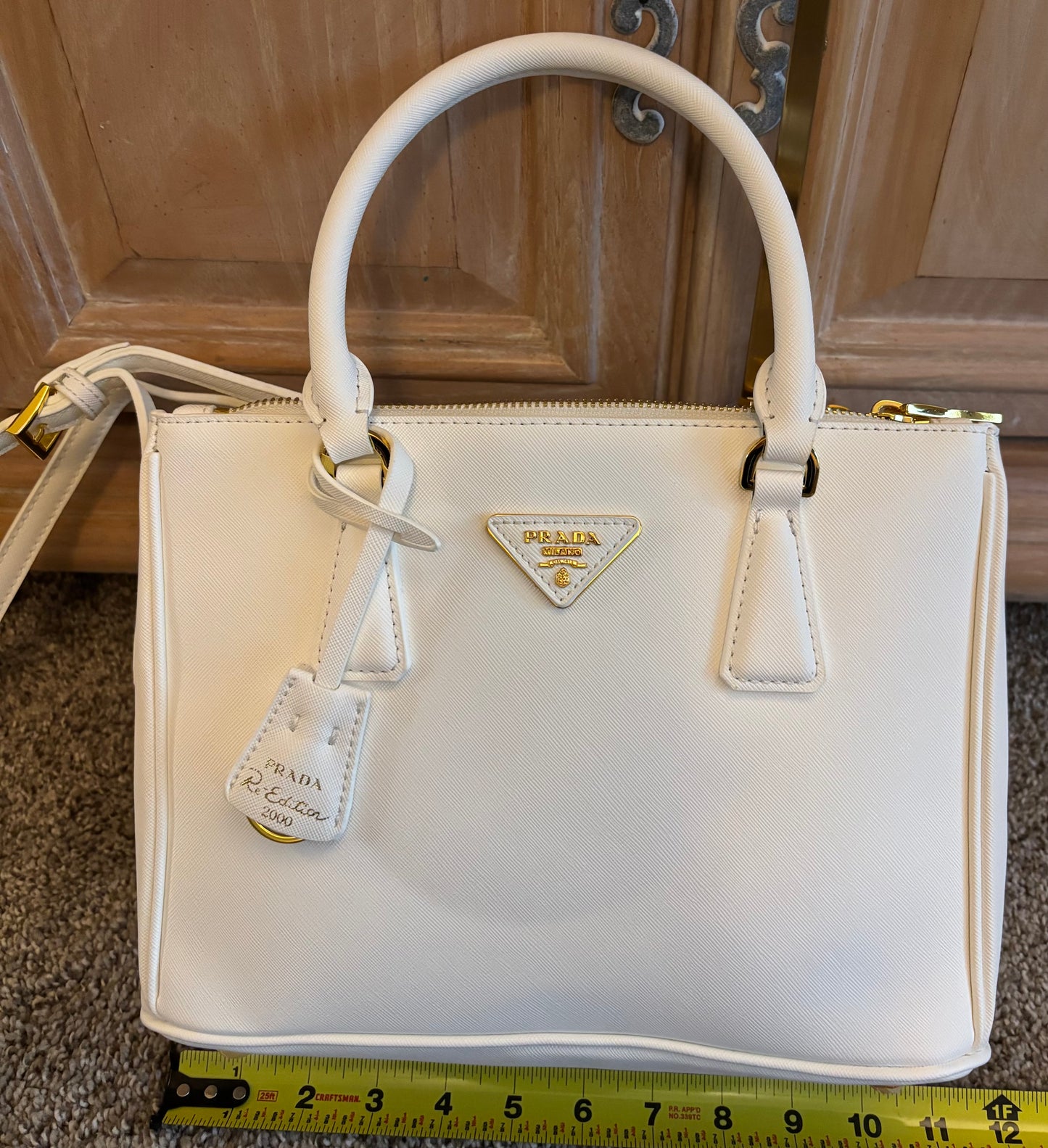 Prada White Double Handle Crossbody 2475