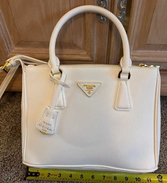 Prada White Double Handle Crossbody 2475