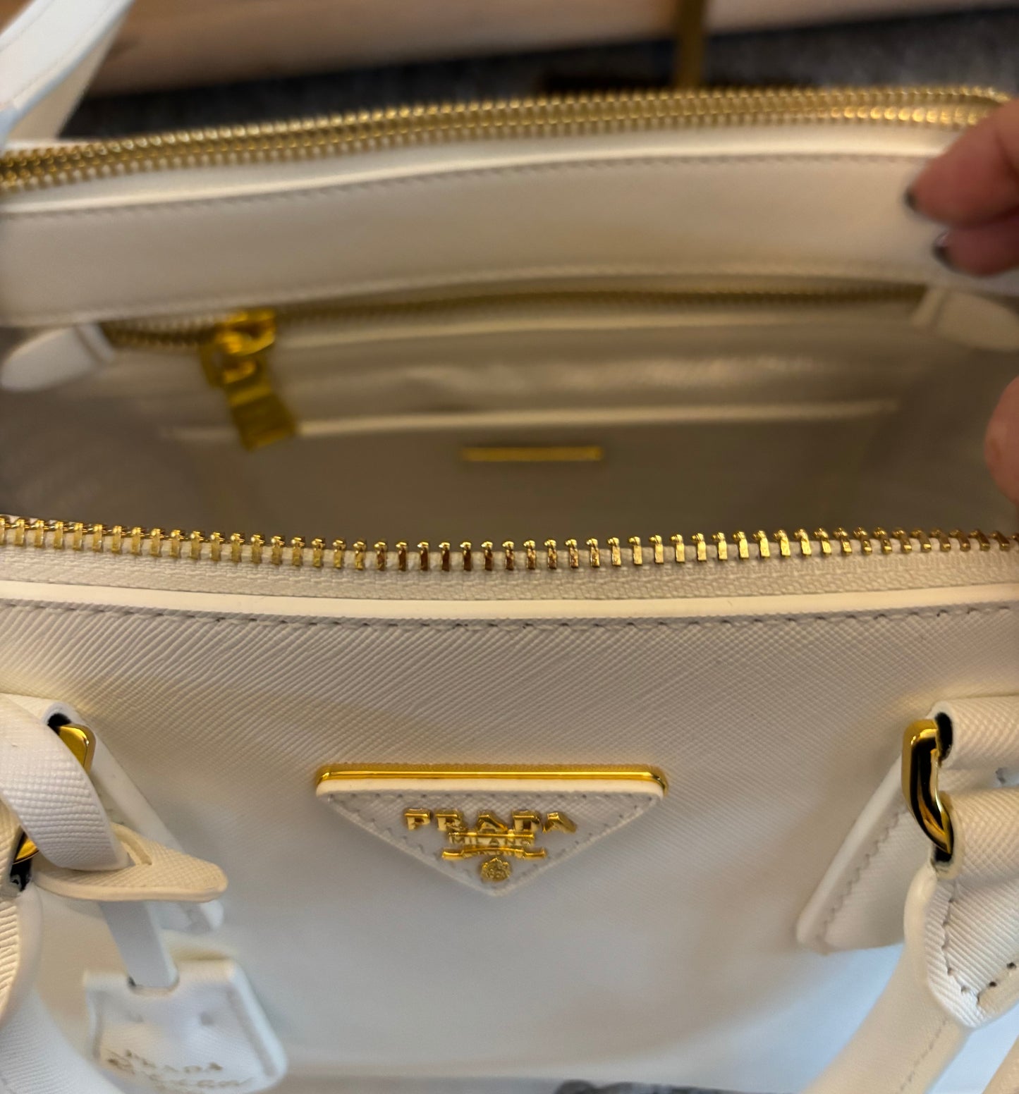 Prada White Double Handle Crossbody 2475