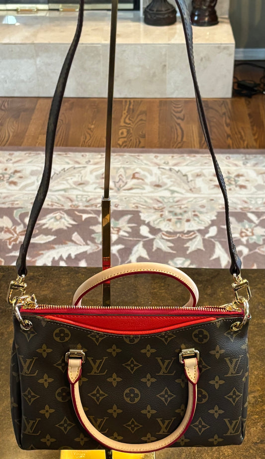 LV Monogram and Red top Zip Crossbody