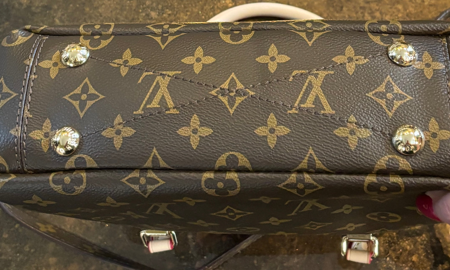 LV Monogram and Red top Zip Crossbody