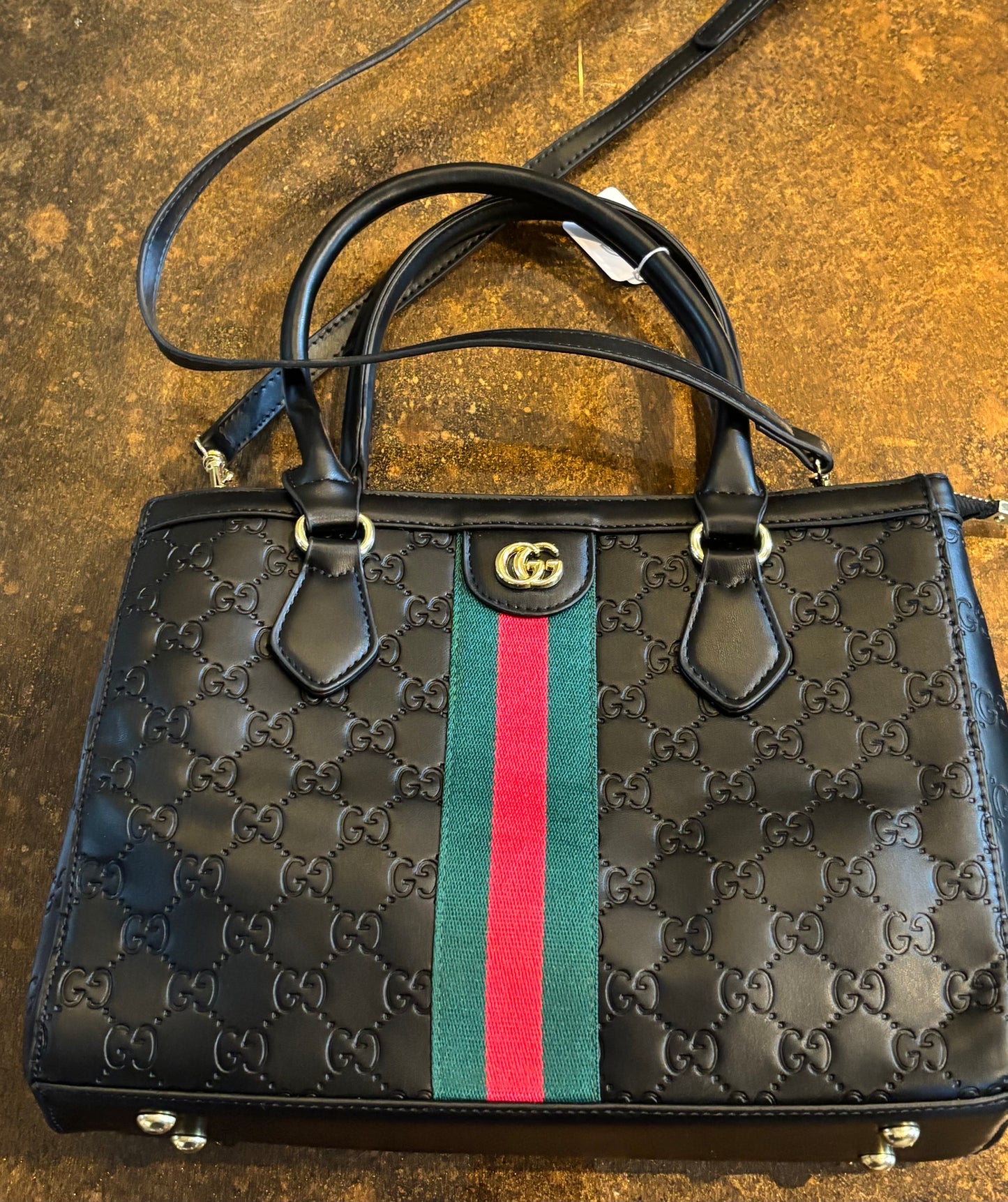Gucci Black Mono Double Handle/Crossbody