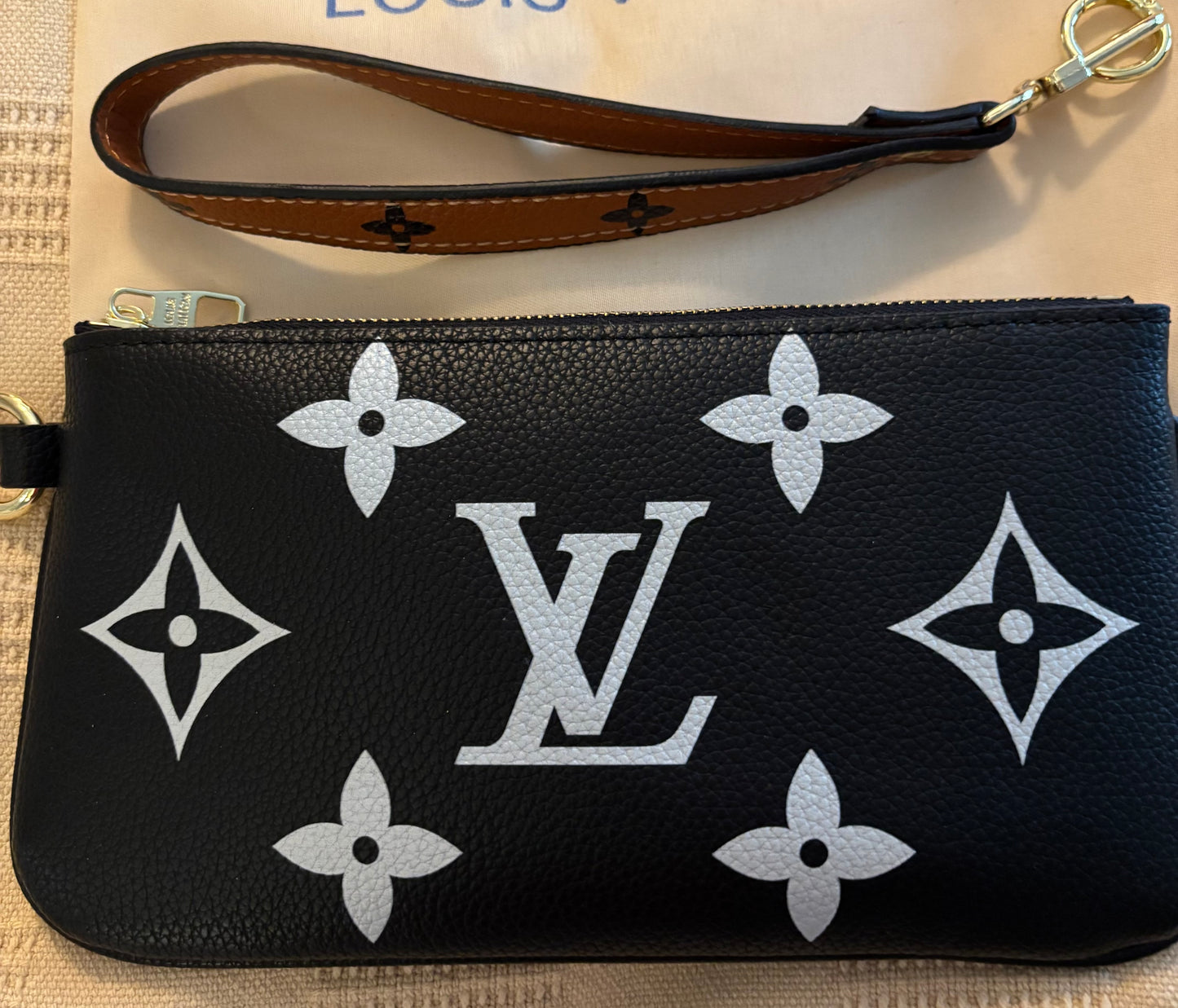 LV Brown, Black & White Zippered Pouches 3pc set
