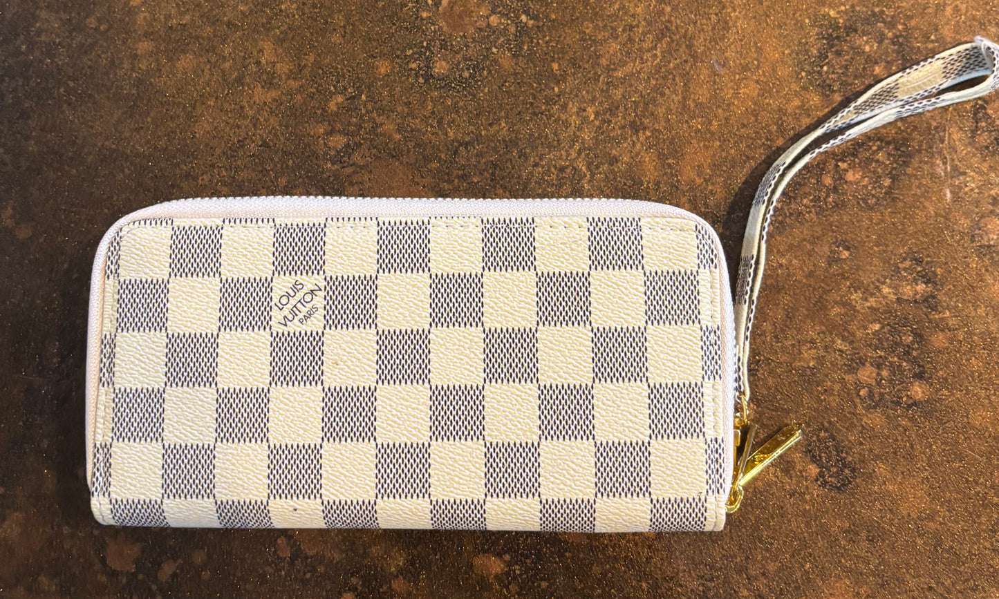 LV White Damier Zippered Wallet